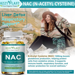 NAC Supplement - NAC Softgels for Antioxidant, Immune, Respiratory, Liver Health Support - High Absorption NAC Supplement N Acetyl Cysteine 1200Mg - Non-Gmo, Gluten-Free, Vegan - 2 Month Supply