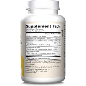 Jarrow Formulas Glucosamine, Chondroitin, and MSM Capsules; Joint Support Supplement with Vitamin C and Manganese, Bone & Joint Health, 240 Capsules, 60 Day Supply