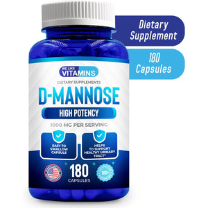 We like Vitamins D-Mannose 1000Mg Capsules - 180 Easy to Swallow Veggie Capsules - Cranberry D Mannose Supplement Helps Support Bladder and Urinary Tract Health