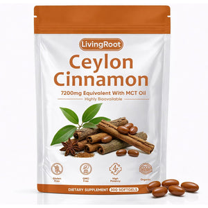 Living Root Ceylon Cinnamon - 300 Softgels 7200Mg Equivalent with MCT Oil, Livingroot Organic Ceylon Cinnamon Powder Supplement for Supports Metabolism, Liver Function & Energy (1)