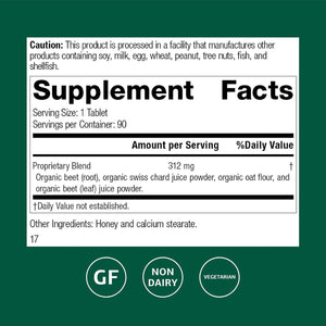 Standard Process Betafood - Supports Digestion & Intestinal Function with Beets - Aids a Healthy Heart & Liver Health - Gluten-Free, Non-Dairy & Non-Soy - 90 Tablets (90 Servings)