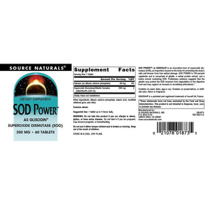 Source Naturals SOD Power as Glisodin Superoxide Dismutase Nutricosmetic Supplement 250Mg - 60 Tablets