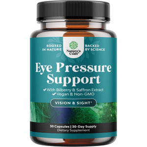 Natures Craft Eye Pressure Support with Bilberry Extract - Vegan Eye Health Supplement for Adults for Ocular Pressure Relief with Saffron Ginkgo Niacin and More Vitamins Vision Support - 30 Count