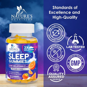 Melatonin Sleep Gummies - Melatonin 6Mg per Serving - Sugar-Free Melatonin Gummy for Adults - Extra Strength Sleeping Gummy Supplement - Supports Restful Sleep - Tasty Orange Flavor - 120 Gummies