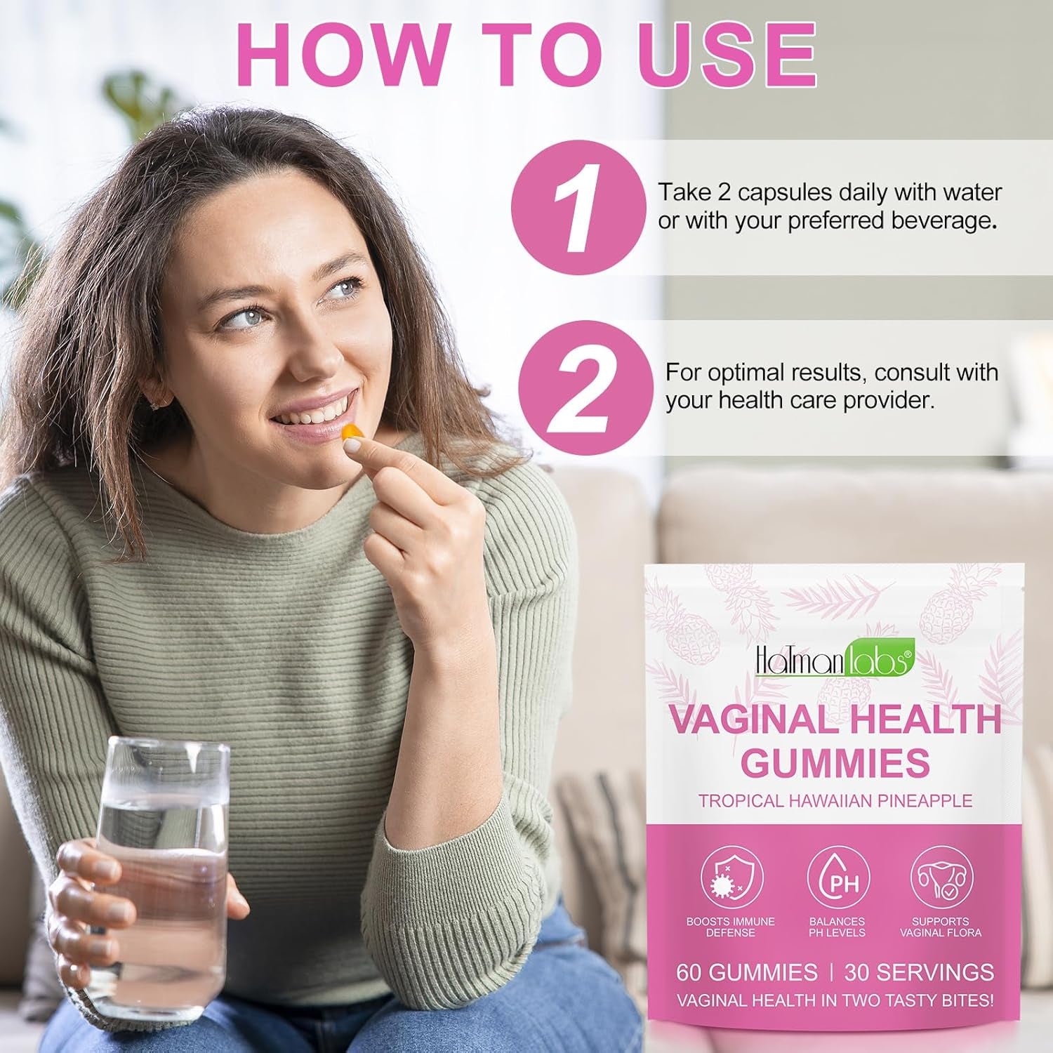 Vital Source Feminine Gummies - Feminine Balance Gummies for Women Ph Natrual Famale Balance Cummie - Collagen Gummie - Pineapple PH Balance Gummie for Women Support Women’S Health - 60PCS