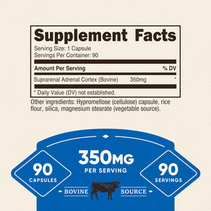 Nutricost Adrenal Glandular (350Mg) 90 Capsules - Bovine Adrenal Cortex Supplement, Gmo-Free, Gluten-Free