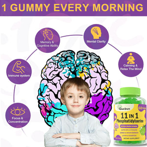(2 Packs) Phosphatidylserine Gummies, Brain Supplement for Memory, Focus and Concentration - Phosphatidylserine Memory Supplement with Alpha GPC, B6 & B12 for Brain and Cognitive, 120 Gummies