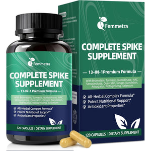 Spike Protein Detox Capsules, Nattokinase Supplement 8000FU, Quercetin with Bromelain & Curcumin Etc. 13-In-1 Protein Capsules Wellness Formula for Immune Health, Vegan, Non-Gmo, 120 Capsules