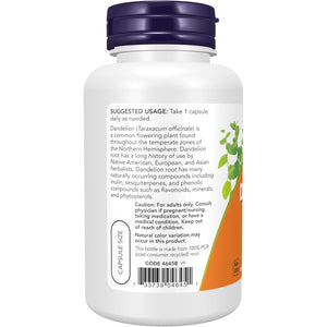 NOW Foods Supplements, Dandelion Root (Taraxacum Officinale) 500 Mg, Herbal Supplement, for Dietary, 100 Veg Capsules