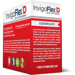 INVIGOFLEX® D - 1500Mg of Glucosamine Sulfate Powder (Classic Formulation) - Premium Joint Supplement for Knees, Hands, Back, and Hip Support Packets | 30 Packets