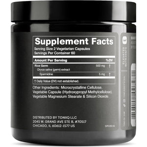Toniiq Ultra Concentrated 500Mg Spermidine Supplements for Men and Women - Non-Synthetic Spermidine Standardized to No Less than 1% - 5Mg per Serving Rice Germ Extract