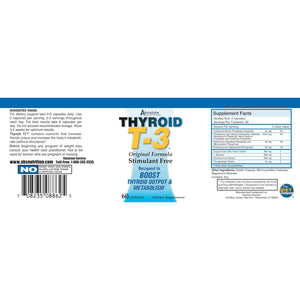 Absolute Nutrition Fat Burning Metabolism Boosting Supplement, Thyroid T-3, 60 Capsules, Off-White, 120