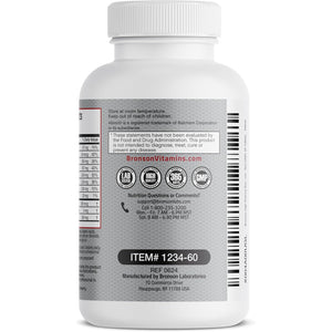 Bronson Bone Health & Strength Complex* High Potency Formula 200 MCG of Vitamin K2 as MK7, plus Calcium, Boron, Cissus Quadrangularis, Magnesium, Vitamin D3, and More - Non-Gmo, 60 Tablets