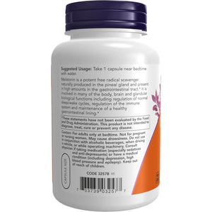 NOW Foods Supplements, Melatonin 3 Mg, Free Radical Scavenger*, Healthy Sleep Cycle*, 180 Veg Capsules