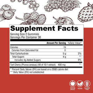 Country Farms Tart Cherry Gummies, Dialy Metabolic Support, Supports Bone Health, Packed with Potent Antioxidants, Cherry Flavor, 60 Gummies