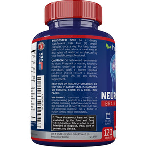 Neuro plus Brain & Focus Formula - Nootropic Brain Booster Supplement, Supports Brain Health, Mental Clarity & Focus - Enhances Concentration & Mental Energy – 120 Capsules (1)