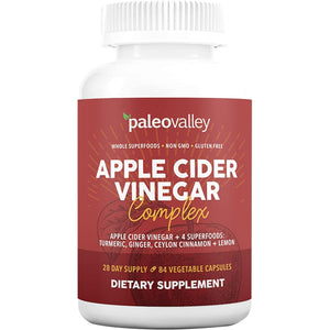 Paleovalley Apple Cider Vinegar Complex with Superfoods - Turmeric, Ginger, Ceylon Cinnamon and Lemon - 84 Vegetable Capsules