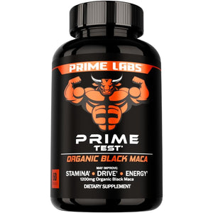 Prime Labs Organic Black Maca Root Capsules 1,200Mg - Stamina, Drive, Energy, Vitality - Peruvian 20:1 Extract - for Men & Women - 60 Count