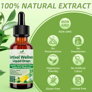 Vita Plynxera Cortisol Supplement Liquid Drops, 17-In-1 Cortisol Detox W. Magnesium Glycinate 400Mg Ashwagandha, L-Theanine, Phosphatidylserine, Hormone Balanced for Women, Mood Focus, Sleep Support