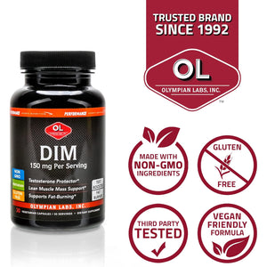 Olympian Labs DIM 150Mg - DIM Diindolylmethane Supplement Capsules Supporting Hormone Balance, Clear Skin, PCOS, & Aid in Fitness Regimes - 30 Capsules (30 Day Supply)