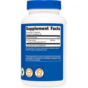 Nutricost Cat'S Claw 1000Mg, 120 Capsules - Vegetarian Caps, Non-Gmo and Gluten Free, 60 Servings