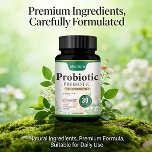 Probiotic Supplement for Skin & Gut Support, Daily Wellness Formula, Non-Gmo, Vegan, 60 Capsules