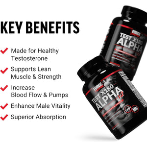 Force Factor Test X180 Alpha V2 T-Support for Men, T-Supplement to Help Build Strength, Boost Nitric Oxide, and Support Daily Performance, 120 Tablets