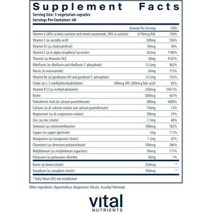 Vital Nutrients Multi-Nutrients (No Iron or Iodine) - Comprehensive Vegetarian Daily Multivitamin and Mineral Formula with Potent Antioxidants* - Gluten, Dairy, Soy Free - Non-Gmo - 180 Capsules