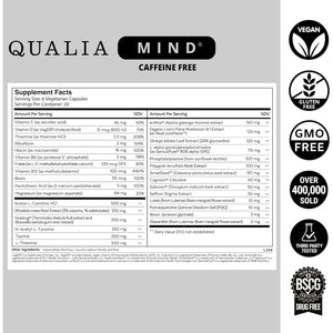 Qualia Mind (Caffeine Free) | the Ultimate Blend for Brain Health* | Doctor-Formulated Nootropic to Fuel Focus & Concentration* | Supports Long Term Brain Health| Maintain Drive & Productivity