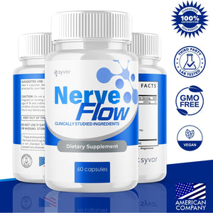 (3 Pack) Nerve Flow Capsules, Official Nerve Flow Pills Made with All Natural Ingredients, Maximum Strength Nerveflow Sciatic Support Supplement with Advanced Vitamins for Women & Men (180 Capsules)