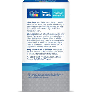 21St Century Nerve Health Tablets (30 Count), Alpha Lipoic Acid 300Mg, B1, B6, & B12 Vitamins for Nerve Function Support, Antioxidant ALA Supplement, Gluten Free. Non-Gmo, & Vegan