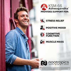 Nootropics Depot KSM-66 Ashwagandha Capsules | 300Mg | 90 Count | Withania Somnifera Extract | Ayurvedic Herb | Adaptogen Supplement | Promote Relaxation*