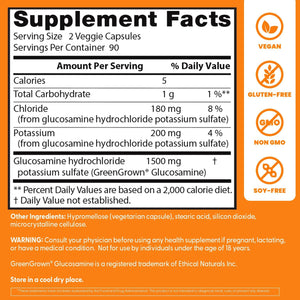 Doctor'S Best Vegan Glucosamine Supplement for Men & Women - Glucosamine 1500Mg per 2 Capsules, Joint Health Support for Adults, Gluten Free, Non GMO, Vegetarian/Vegan - 180 Veg Caps