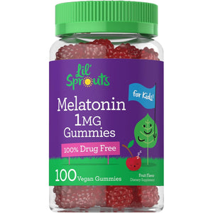 Carlyle Kids Melatonin Gummies | 1 Mg 100 Count | Fruit Flavor Gummy | Vegan, Non-Gmo, Gluten Free | by Lil Sprouts