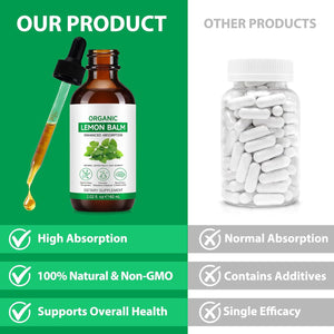 Lemon Balm Extract-Alcohol-Free, Natural Organic Lemon Balm Tincture Liquid for Women & Men, Helps to Relax, 590Mg- 2.02 Fl.Oz