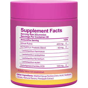 Her Juicy Feminine Probiotics Gummies for Women, with Slippery Elm, Supports Ph Balance, Gut Health & Immune System, Vegan, Gluten Free, Pineapple Flavor, 60 Count