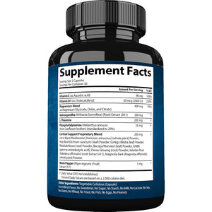 Strongvit Cortisol Supplements for Women and Men with Magnesium, Ashwagandha & L-Theanine. High Cortisol Reducer, Manager, Detox, Lower and Control. Sleep Support & Stress Relief, USA