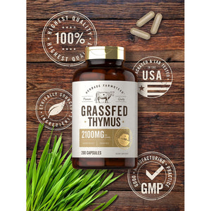 Carlyle Grass Fed Beef Thymus | 2100Mg | 200 Capsules | Bovine Supplement | Pasture Raised, Non-Gmo, Gluten Free | by Herbage Farmstead
