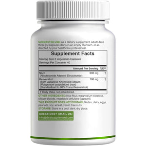 NAD+ Resveratrol Supplement 1,000Mg per Serving, 120 Veggie Capsules | 2-In-1 Extra Strength NMN Supplement Alternative | NAD Supplements for Women & Men | Non-Gmo, Gluten Free