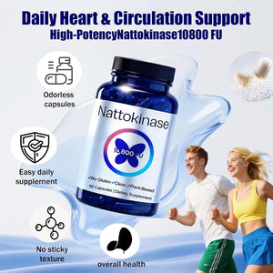 Nattokinase Supplement with 10,800 Fu,Ultimate Nattokinase Supplement Organic,Odorless Fermented Soy Enzyme, Vegan, Gluten Free, Easy Daily Routine, 60 Capsules (1Pc)