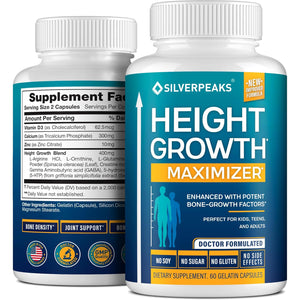 SILVERPEAKS Height Growth Maximizer - Natural Pills to Grow Taller Made in USA with Calcium for Bone Strength Get Supplement That Increases Free of Hormone, 60 Count (Pack of 1)