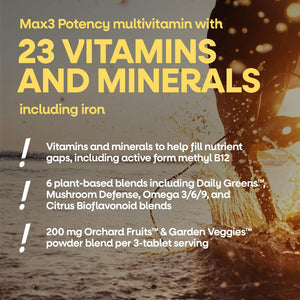Nature'S Way Alive! Max3 Potency Daily Multivitamin with Iron, High Potency Adult Multivitamins to Support Cellular Energy Metabolism, Heart, and Muscle Function* for Women & Men, 90 Tablets