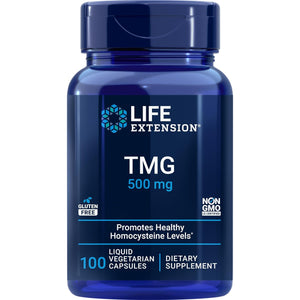 Life Extension TMG 500Mg, 100 Liquid Veg Caps - Trimethylglycine (Glycine Betaine) Supplement - Gluten Free, Non-Gmo, Vegetarian