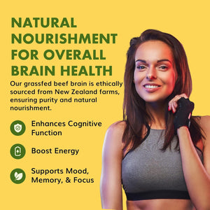 Primal Being Grassfed Beef Brain, Supports Memory, Mood, Focus, Energy, Cognitive Health - 90 Capsules, 1500Mg per Serving