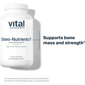 Vital Nutrients Osteo-Nutrients II - Vitamin K2 + D3, Calcium, Boron, and Magnesium for Bone Strength* - Healthy Heart Support - Vegetarian Supplement - Gluten, Dairy, Soy Free - 240 Capsules