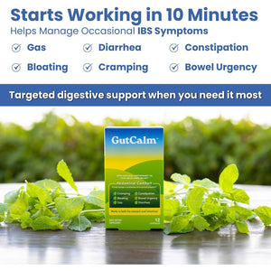 Gutcalm - IBS Relief - Peppermint Oil Capsules - Bloating, Gas, Constipation and Digestive Comfort Supplement - 12/Ct