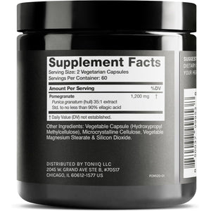 Toniiq Pomegranate Extract - Ultra High Potency 35:1 Extract with 90% Ellagic Acid - Highly Concentrated - Third-Party Lab Tested - 120 Capsules