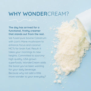 WONDERCOW Bovine Colostrum Superfood Creamer Supplement Powder W/Organic Lions Mane Mushroom & Coconut Milk Powder Mcts | Functional Sugar Free Keto Coffee, Smoothie & Drink Mix Unsweetened