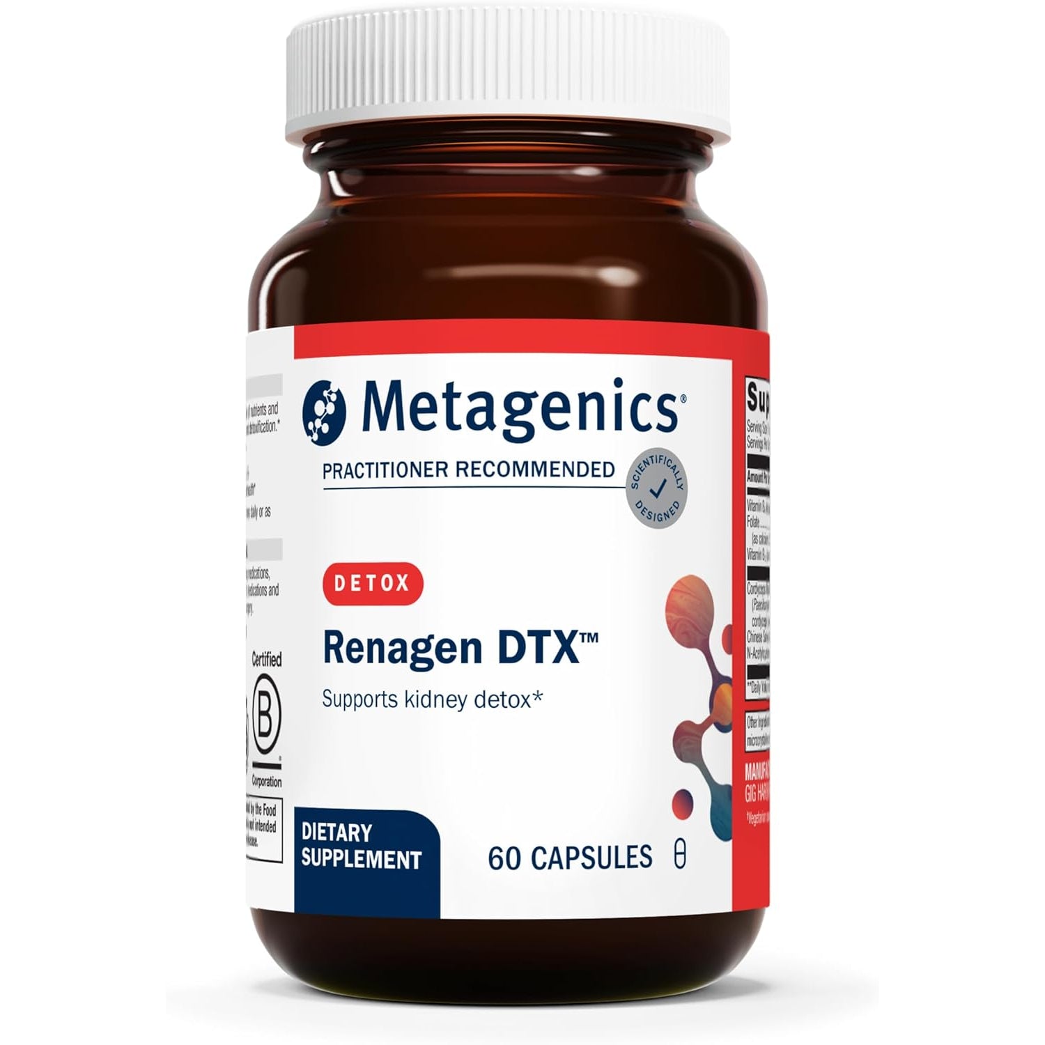 Metagenics Renagen DTX - Healthy Kidney Detoxification* - for Heart Health* - with Vitamin B6, Folate, Vitamin B12 & Cordyceps - Nutritional Supplement - Non-Gmo - Gluten-Free - 60 Capsules