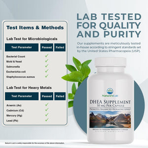 Nature'S Lab DHEA 50Mg Supplement - Promotes Balanced Hormone Levels, Healthy Energy and Increased Mental Clarity* - 300 Capsules (10 Month Supply)